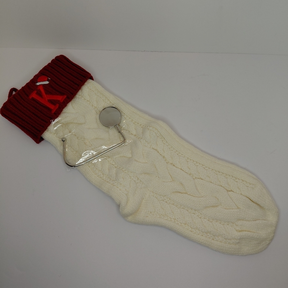 Christmas Stocking Letter K With Stocking Holder - Picture 2 of 4